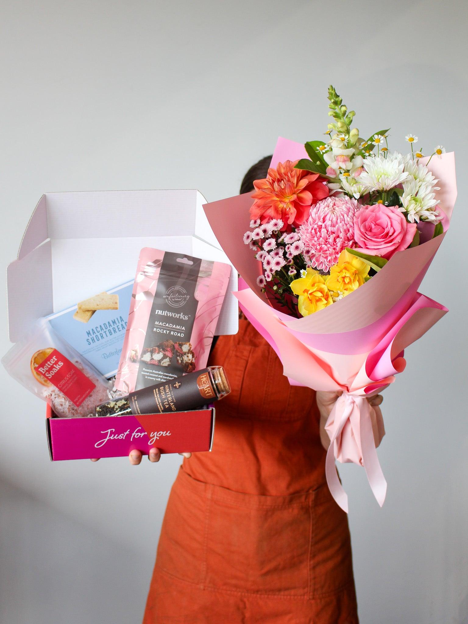 Afternoon Delight Box + Flowers Bundle - The Posy Co