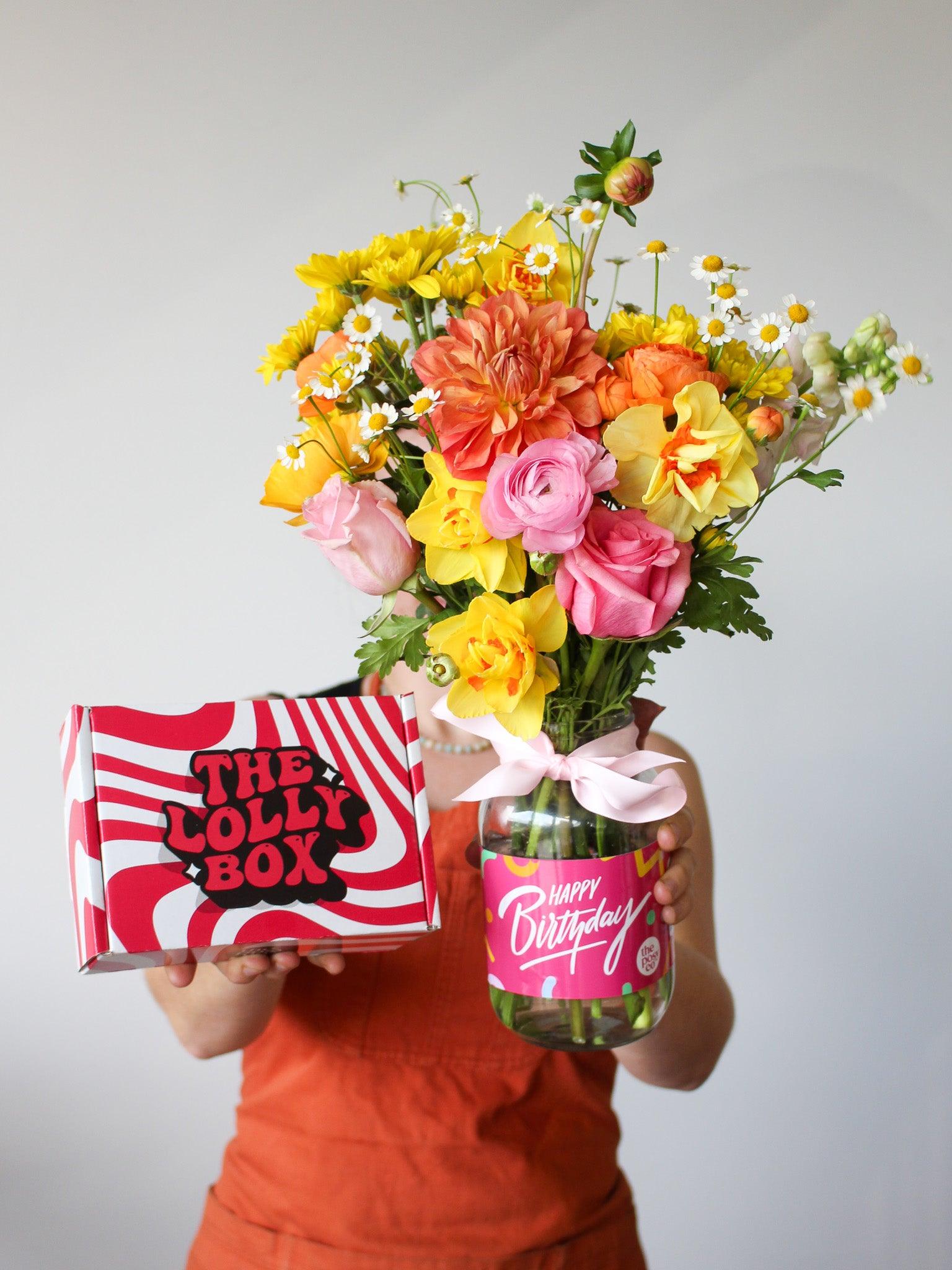 Happy Birthday Flower Jar + Lolly Box - The Posy Co