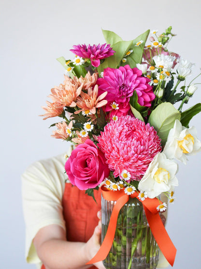 Daily Posy (Small) + Glass Vase - The Posy Co