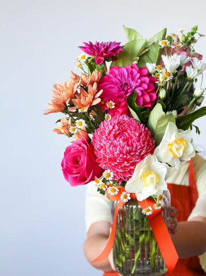 Daily Posy (Small) + Glass Vase - The Posy Co