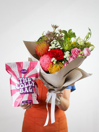 Lolly Gift Bag + Wildflower Posy