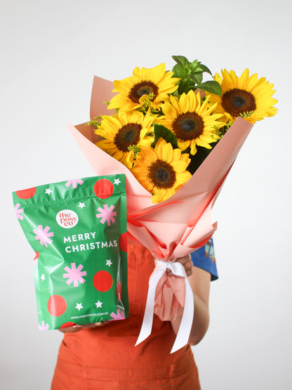 Christmas Gift Bag + Sunflowers